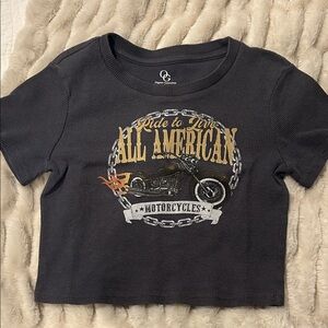 All American Kids Motorcycle Graphic Tee - Charcoal